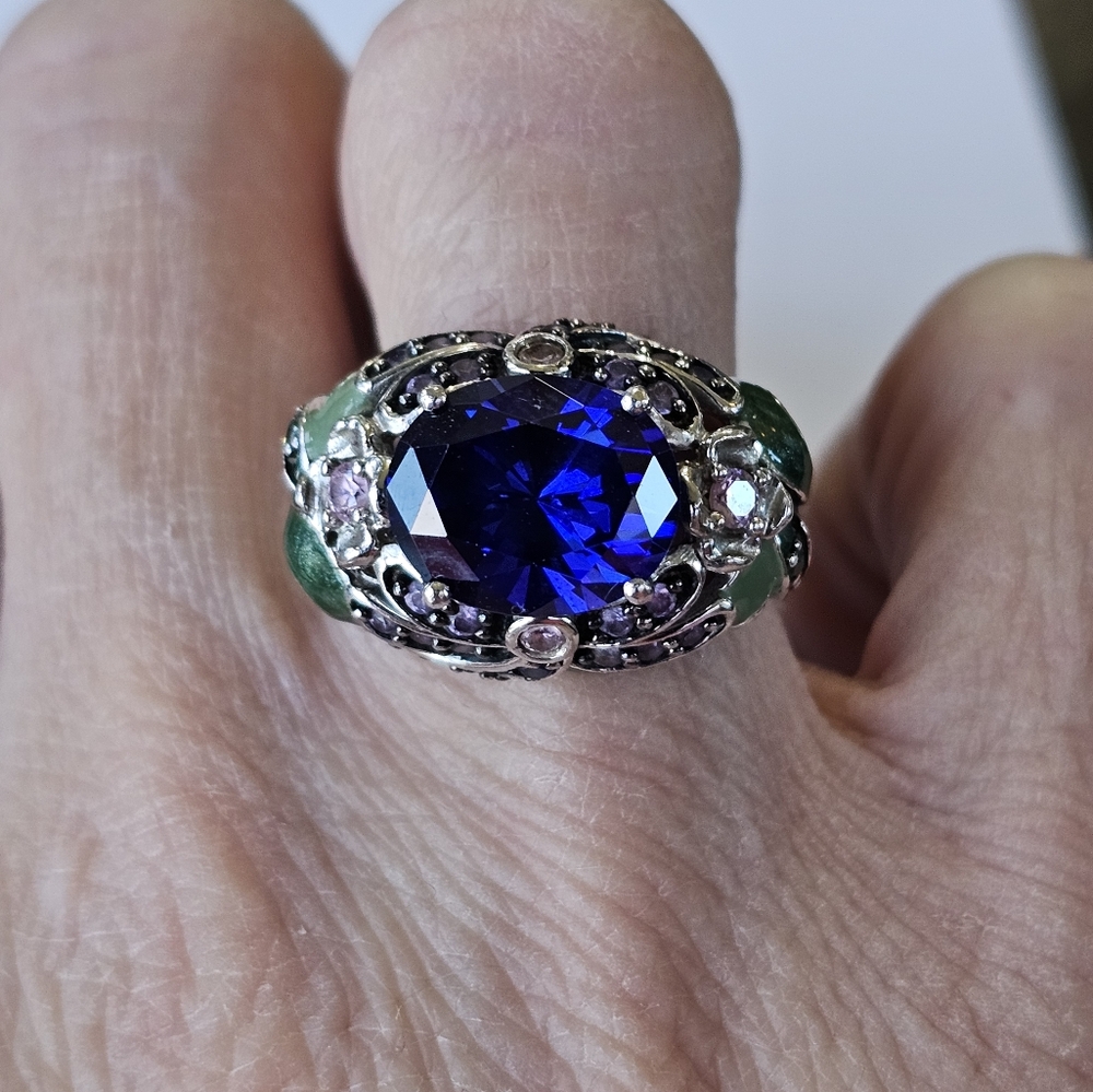 Retired Victoria Wieck Tanzanite and Amethyst Ring in Sterling Silver Sz 8! - Picture 12 of 14